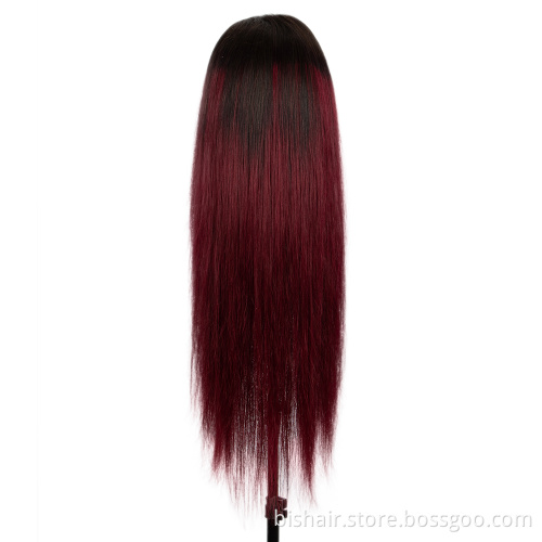 BIS Wholesale T1/99J Colored Straight Lace Front Wigs For Women with Burgundy Colored Brazilian Human Hair 4X4 Lace Closure Wigs